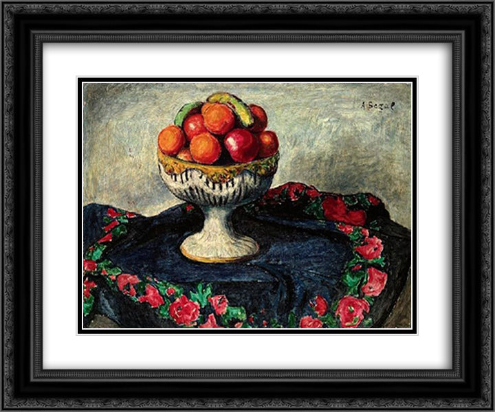 Still Life with Fruits 24x20 Black Ornate Wood Framed Art Print Poster with Double Matting by Segal, Arthur