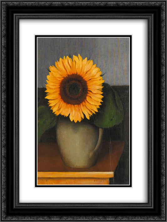 Still Life with Sunflower 18x24 Black Ornate Wood Framed Art Print Poster with Double Matting by Segal, Arthur