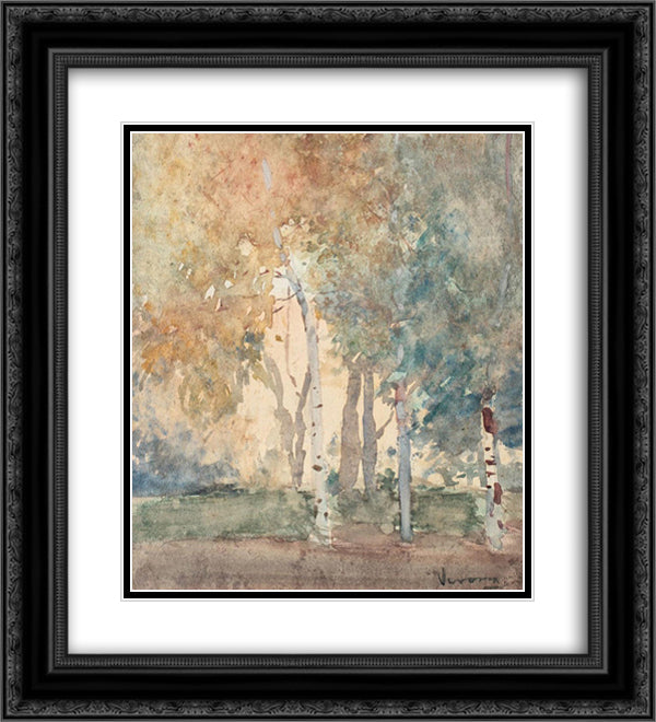 Birch Forest 20x22 Black Ornate Wood Framed Art Print Poster with Double Matting by Verona, Arthur