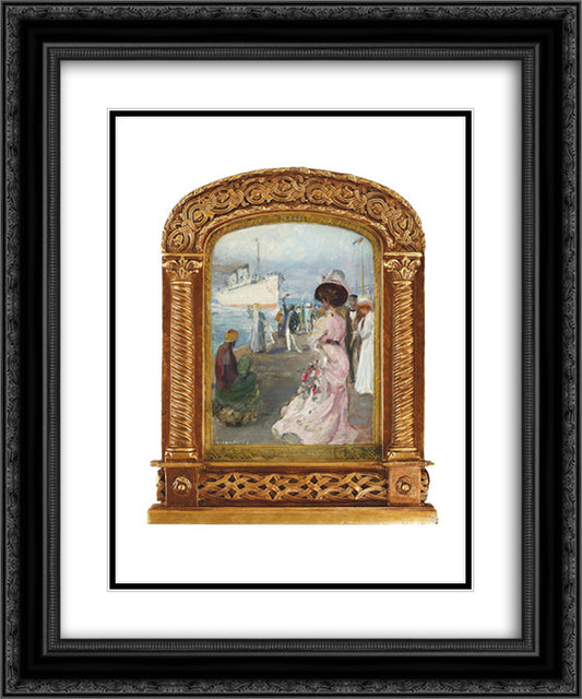 Decorative Panel for the Romanian Maritime Service (Study) 20x24 Black Ornate Wood Framed Art Print Poster with Double Matting by Verona, Arthur