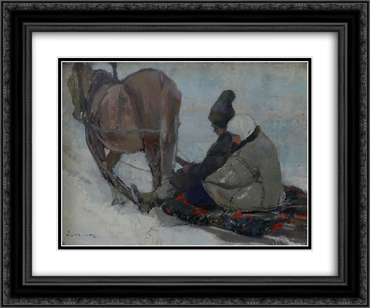 Girl's Dower 24x20 Black Ornate Wood Framed Art Print Poster with Double Matting by Verona, Arthur