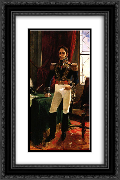 El Libertador en traje de campana 16x24 Black Ornate Wood Framed Art Print Poster with Double Matting by Michelena, Arturo