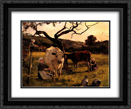 El Ordeno 24x20 Black Ornate Wood Framed Art Print Poster with Double Matting by Michelena, Arturo