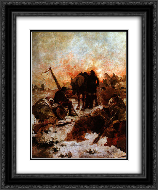 El paso de los Andes 20x24 Black Ornate Wood Framed Art Print Poster with Double Matting by Michelena, Arturo