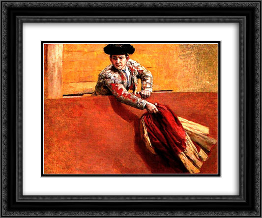 Estudio de torero para la vara rota 24x20 Black Ornate Wood Framed Art Print Poster with Double Matting by Michelena, Arturo