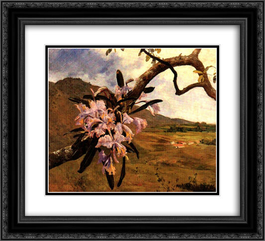 Flores de mayo y paisaje 22x20 Black Ornate Wood Framed Art Print Poster with Double Matting by Michelena, Arturo