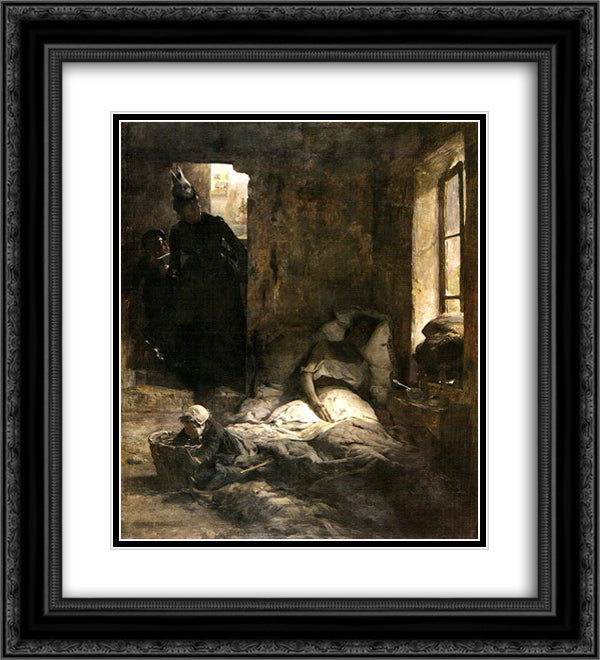 La caridad 20x22 Black Ornate Wood Framed Art Print Poster with Double Matting by Michelena, Arturo