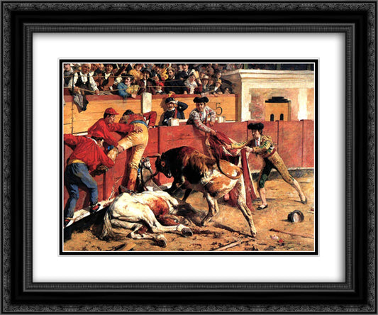 La Vara rota 24x20 Black Ornate Wood Framed Art Print Poster with Double Matting by Michelena, Arturo