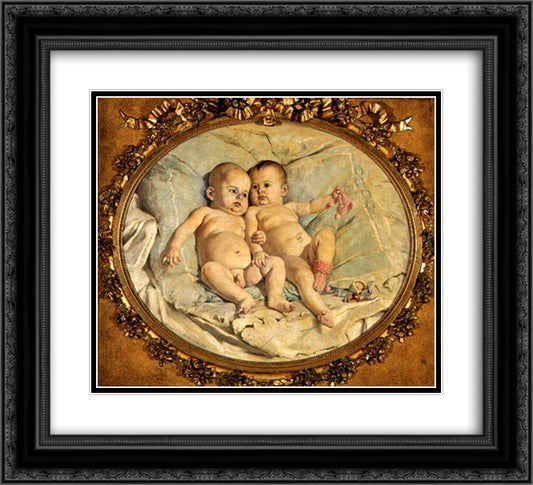 Los Morochos 22x20 Black Ornate Wood Framed Art Print Poster with Double Matting by Michelena, Arturo