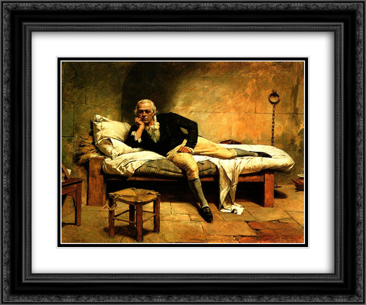 Miranda en La Carraca 24x20 Black Ornate Wood Framed Art Print Poster with Double Matting by Michelena, Arturo