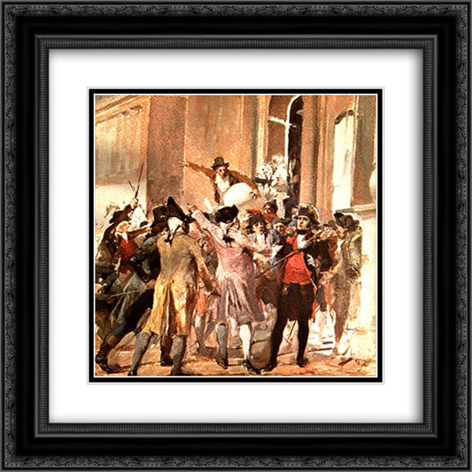 Rebelion de los criollos 20x20 Black Ornate Wood Framed Art Print Poster with Double Matting by Michelena, Arturo