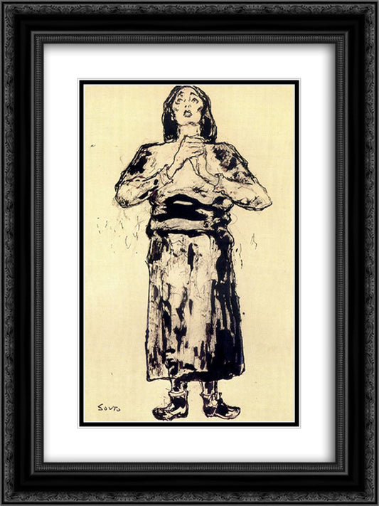 A woman 18x24 Black Ornate Wood Framed Art Print Poster with Double Matting by Souto, Arturo
