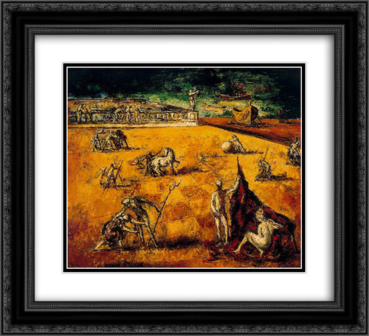 Balcony to the sea 22x20 Black Ornate Wood Framed Art Print Poster with Double Matting by Souto, Arturo