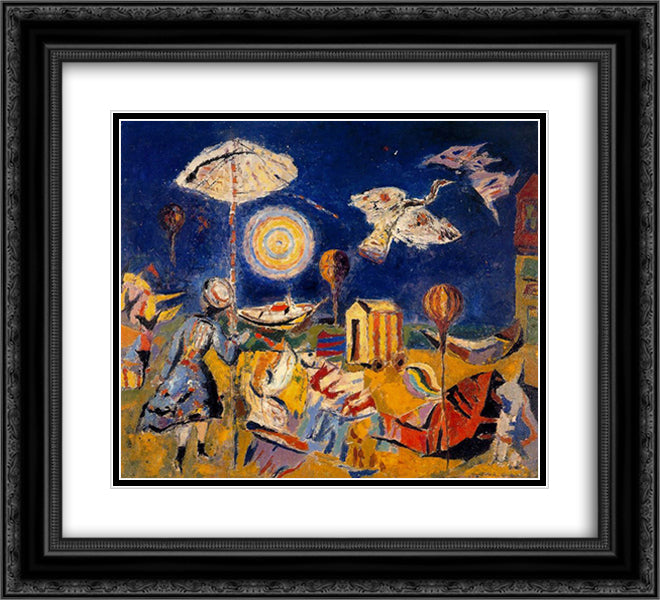 Balloons 22x20 Black Ornate Wood Framed Art Print Poster with Double Matting by Souto, Arturo