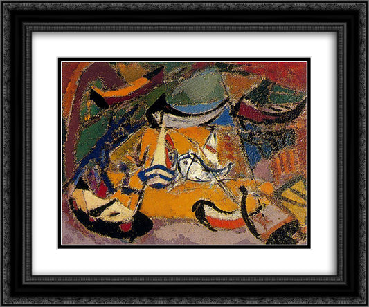 Boats 24x20 Black Ornate Wood Framed Art Print Poster with Double Matting by Souto, Arturo