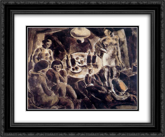 Brothel 24x20 Black Ornate Wood Framed Art Print Poster with Double Matting by Souto, Arturo