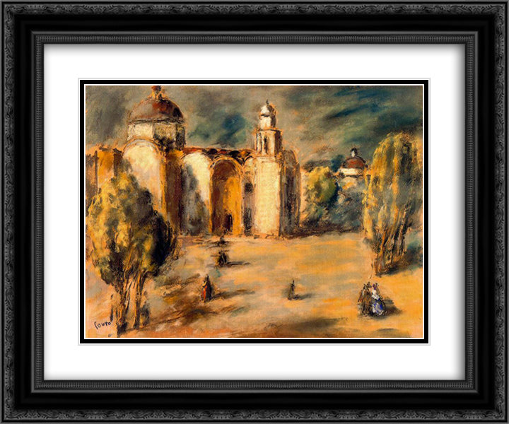Church and Gardens Acolman, Mexico 24x20 Black Ornate Wood Framed Art Print Poster with Double Matting by Souto, Arturo