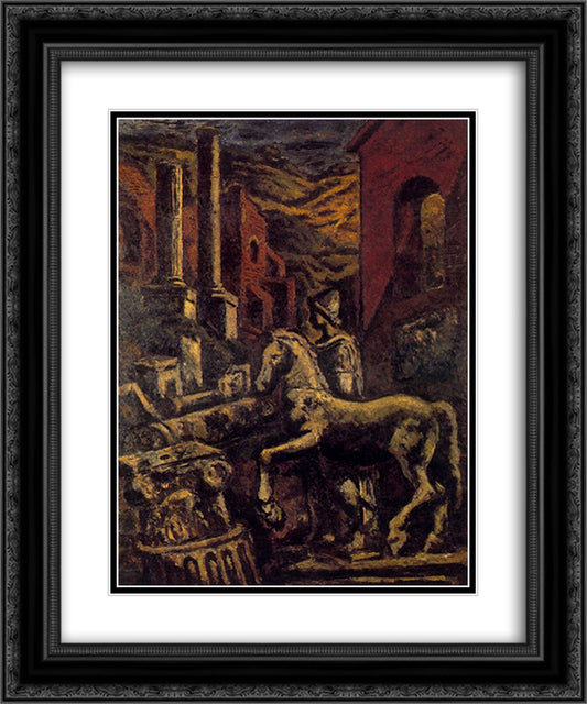 Classical Ruins (View of Rome) 20x24 Black Ornate Wood Framed Art Print Poster with Double Matting by Souto, Arturo