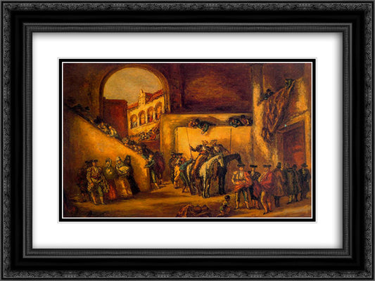 Courtyard of a gang of old Bullring in Spain 24x18 Black Ornate Wood Framed Art Print Poster with Double Matting by Souto, Arturo