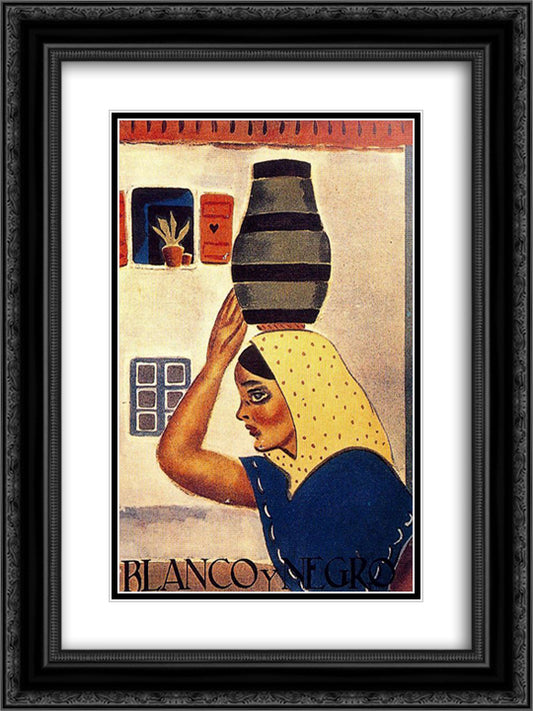 Cover of Blanco y Negro 18x24 Black Ornate Wood Framed Art Print Poster with Double Matting by Souto, Arturo