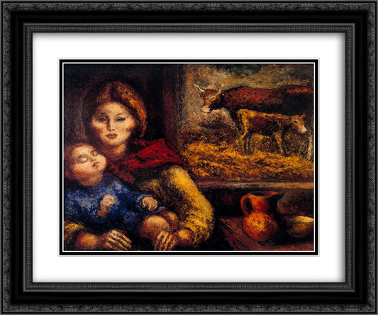 Double maternity 24x20 Black Ornate Wood Framed Art Print Poster with Double Matting by Souto, Arturo