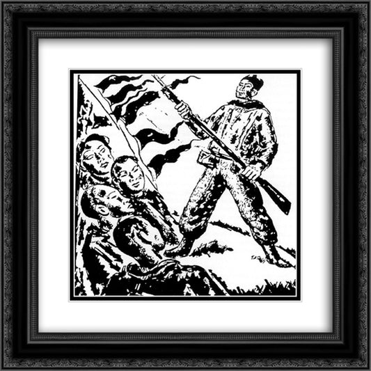 Enthusiasm of fighting 20x20 Black Ornate Wood Framed Art Print Poster with Double Matting by Souto, Arturo