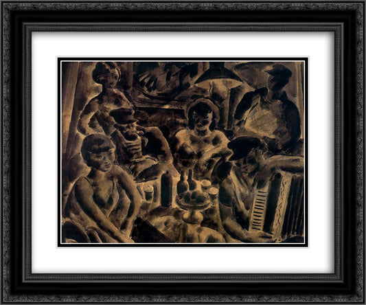 Inn at port 24x20 Black Ornate Wood Framed Art Print Poster with Double Matting by Souto, Arturo