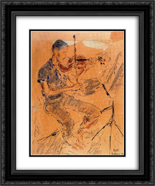 Leonel Alberu playing the violin 20x24 Black Ornate Wood Framed Art Print Poster with Double Matting by Souto, Arturo