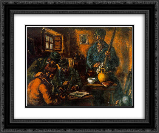 Militiamen in an interior 24x20 Black Ornate Wood Framed Art Print Poster with Double Matting by Souto, Arturo