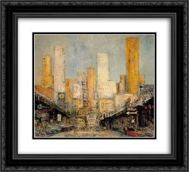 New York 22x20 Black Ornate Wood Framed Art Print Poster with Double Matting by Souto, Arturo