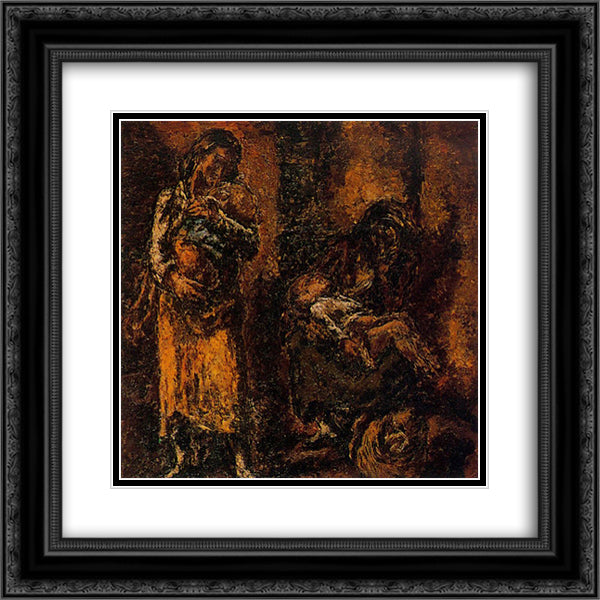 Refugees 20x20 Black Ornate Wood Framed Art Print Poster with Double Matting by Souto, Arturo