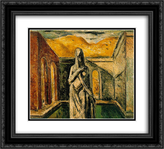 Rome (by the Figure pond) 22x20 Black Ornate Wood Framed Art Print Poster with Double Matting by Souto, Arturo