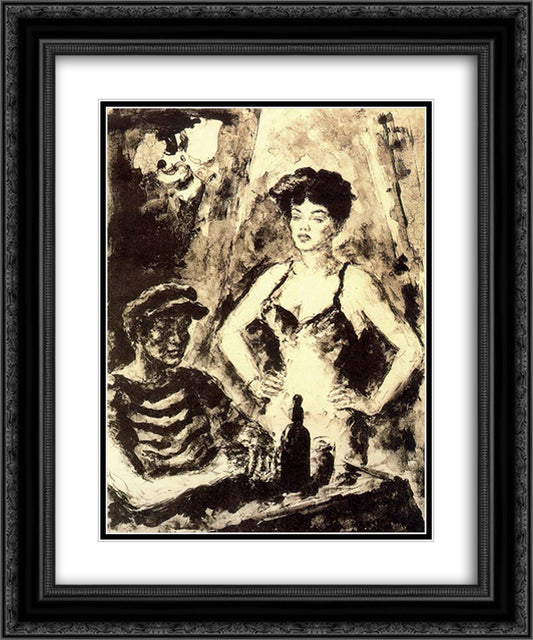 Sailor with woman 20x24 Black Ornate Wood Framed Art Print Poster with Double Matting by Souto, Arturo