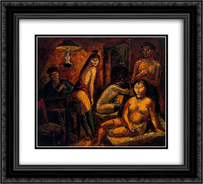 Sailors and nudes 22x20 Black Ornate Wood Framed Art Print Poster with Double Matting by Souto, Arturo