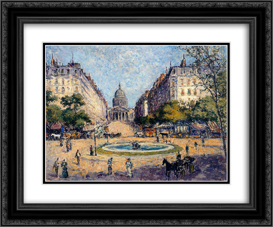 The Pantheon seen from rue Soufflot. Paris. 24x20 Black Ornate Wood Framed Art Print Poster with Double Matting by Souto, Arturo