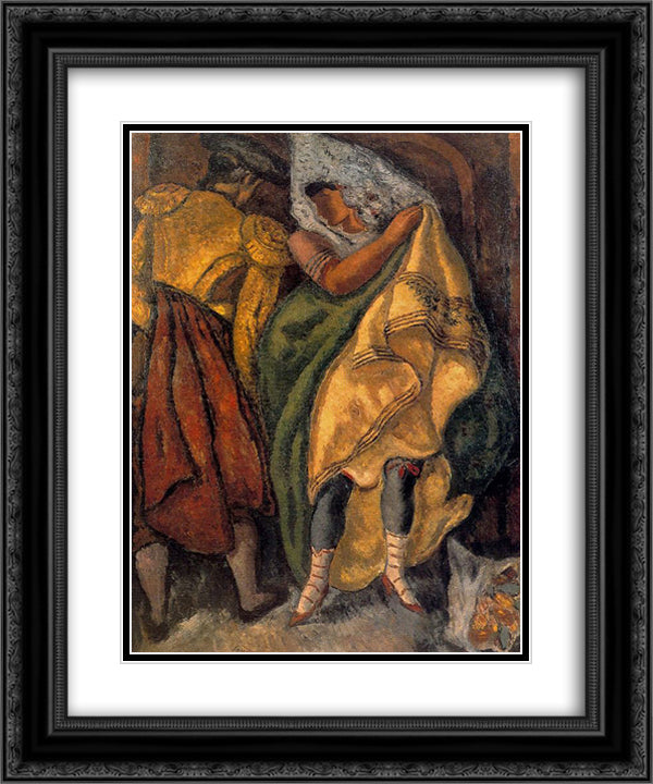 The toureiro and the Maja 20x24 Black Ornate Wood Framed Art Print Poster with Double Matting by Souto, Arturo