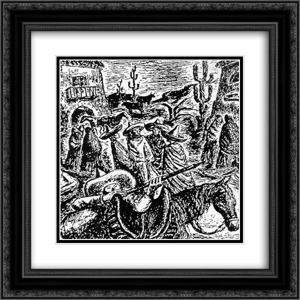 Tribute to the Mexican Revolution 20x20 Black Ornate Wood Framed Art Print Poster with Double Matting by Souto, Arturo