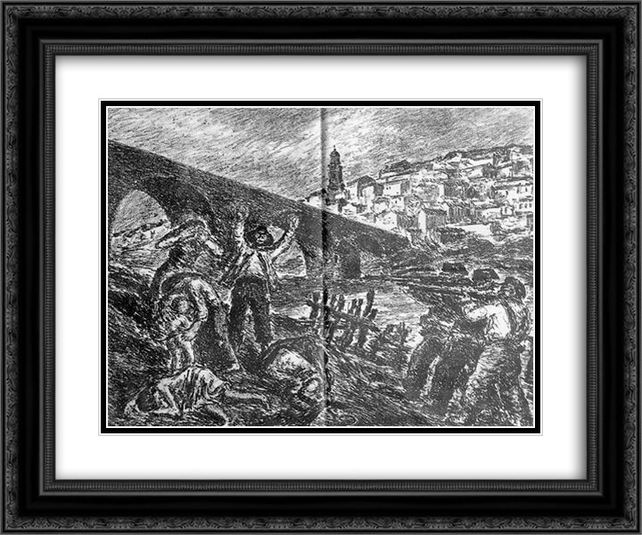 War Scene 24x20 Black Ornate Wood Framed Art Print Poster with Double Matting by Souto, Arturo