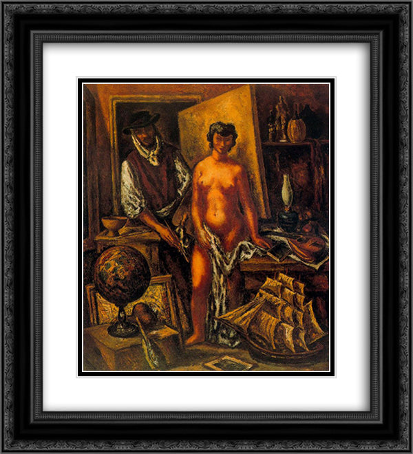 Workshop of the artist 20x22 Black Ornate Wood Framed Art Print Poster with Double Matting by Souto, Arturo