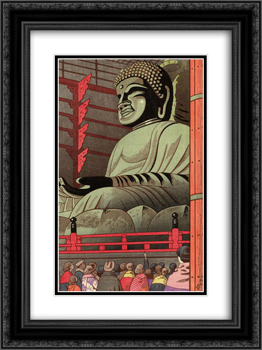 Big Buddha Of Todaiji Temple 18x24 Black Ornate Wood Framed Art Print Poster with Double Matting by Takeji, Asano