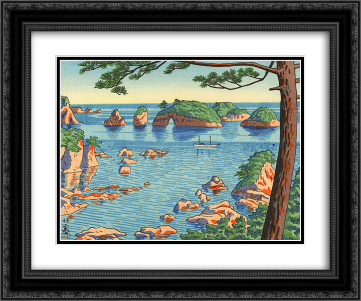 Kinomastushima 24x20 Black Ornate Wood Framed Art Print Poster with Double Matting by Takeji, Asano