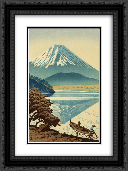 Lake Shojin 18x24 Black Ornate Wood Framed Art Print Poster with Double Matting by Takeji, Asano