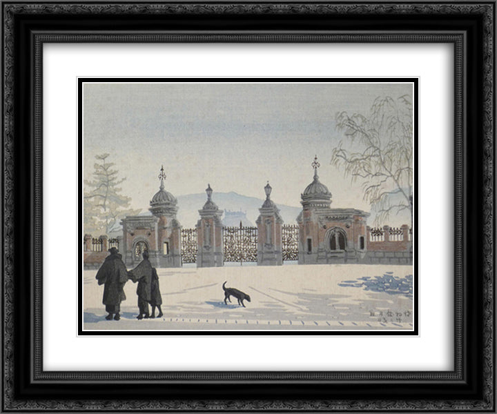 Moonlit Night at the Museum 24x20 Black Ornate Wood Framed Art Print Poster with Double Matting by Takeji, Asano
