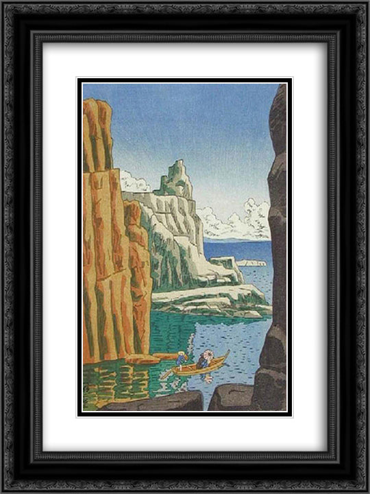 Tojinbo 18x24 Black Ornate Wood Framed Art Print Poster with Double Matting by Takeji, Asano