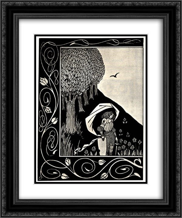 A Devil in Woman's Likeness 20x24 Black Ornate Wood Framed Art Print Poster with Double Matting by Beardsley, Aubrey