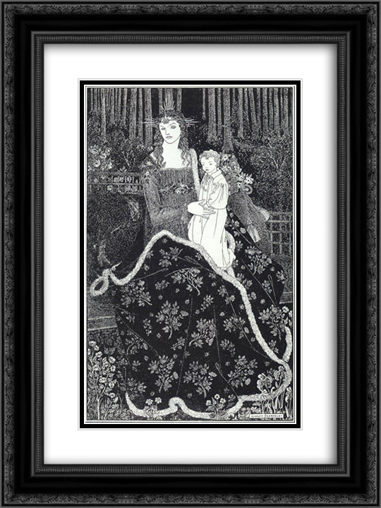 A large Christmas Card 18x24 Black Ornate Wood Framed Art Print Poster with Double Matting by Beardsley, Aubrey