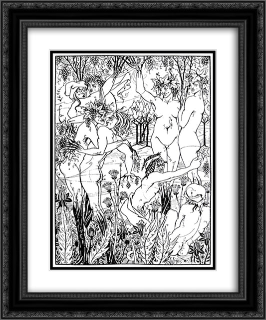 A Snare of Vintage 20x24 Black Ornate Wood Framed Art Print Poster with Double Matting by Beardsley, Aubrey