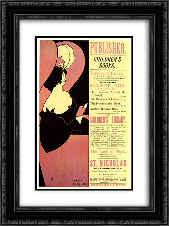 Advertisement for Children's Books 18x24 Black Ornate Wood Framed Art Print Poster with Double Matting by Beardsley, Aubrey