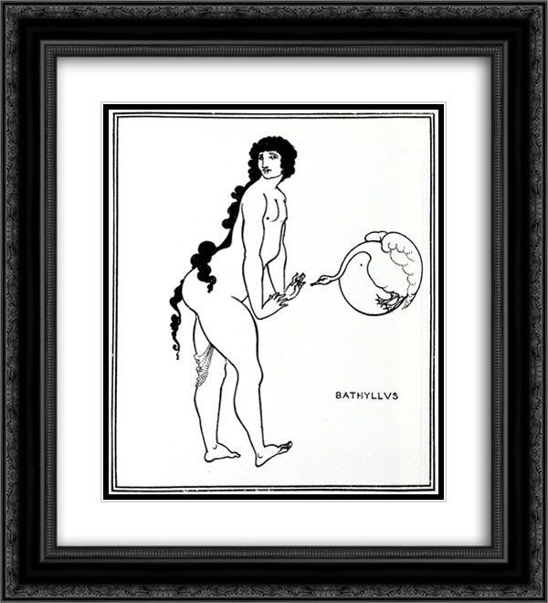 Bathyllus in the Swan Dance 20x22 Black Ornate Wood Framed Art Print Poster with Double Matting by Beardsley, Aubrey