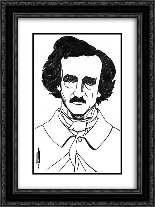 By Edgar Allan Poe 18x24 Black Ornate Wood Framed Art Print Poster with Double Matting by Beardsley, Aubrey